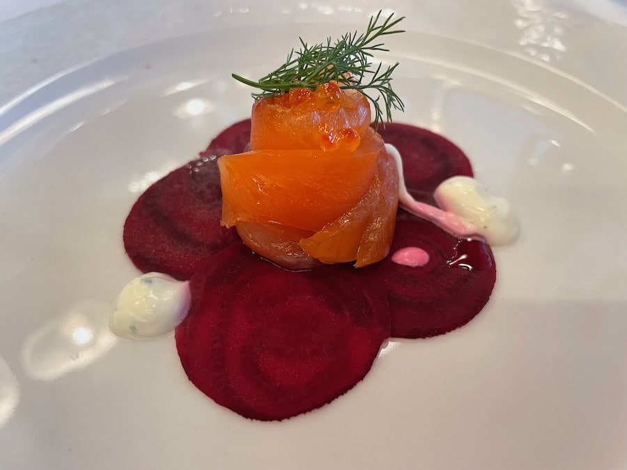 Dining on Cured Salmon Rosettes on a Rhine & Moselle Cruise Aboard Riviera Resplendence 