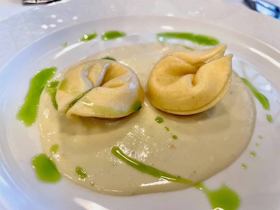 Enjoying the ship's signature Quattro Formaggi Tortellini while on a Rhine & Moselle Cruise Aboard Riviera Resplendence includes