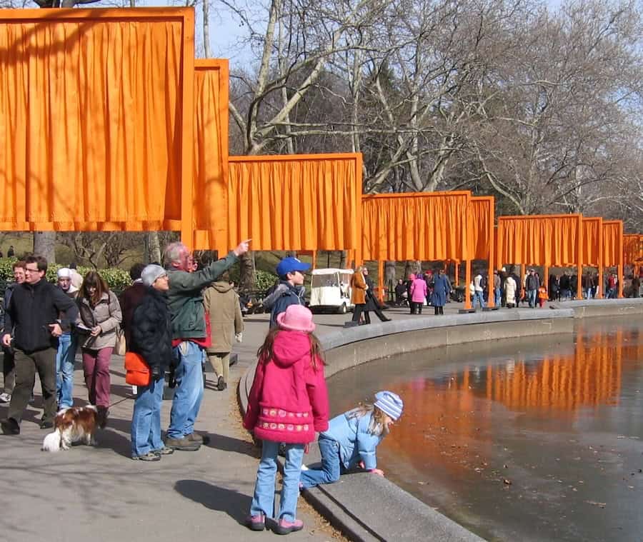 Ted Scull: A Tribute to A Dear Friend & QuirkyCruise Partner 10 Ted pointing out something historically significant (no doubt!) to my wife Anne Bergeron at Christo's The Gates public art project Central Park in 2005