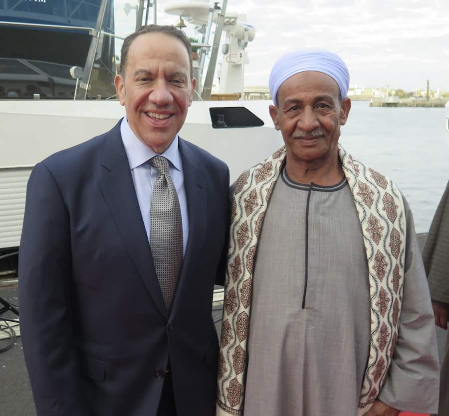 7 New Viking River Vessels Inaugurated In Amsterdam Last Week (OCT 2026) 5 7 New Viking River Vessels Inaugurated in Amsterdam, with Cruise Planners' Michael Consoli, godfather of the Nile vessel Viking Sekhmet, wtih the vessel's Capt. Elway Atta
