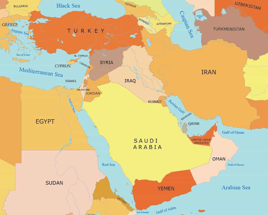 Middle East Map: https://gisgeography.com/middle-east-map/