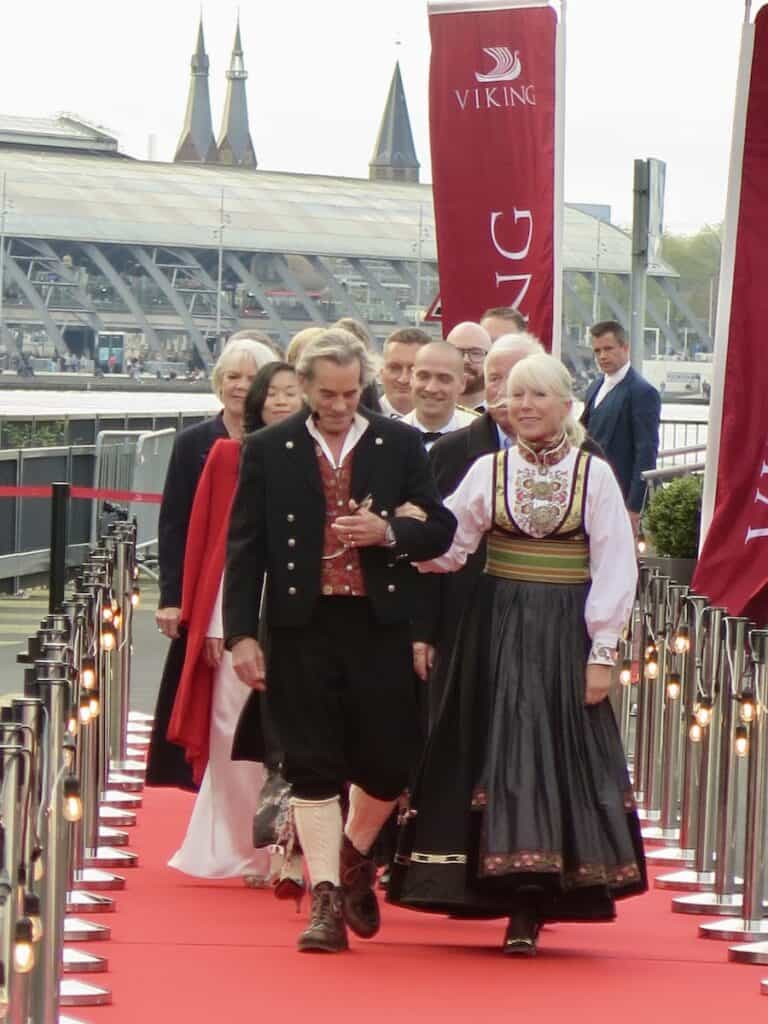 7 New Viking River Vessels Inaugurated In Amsterdam Last Week (OCT 2026) 6 7 New Viking River Vessels Inaugurated in Amsterdam with festivities including the godparents' procession, with their vessel's captains as escorts, led by Viking EVP Karine Hagen with ceremony emcee Alastair Miller.